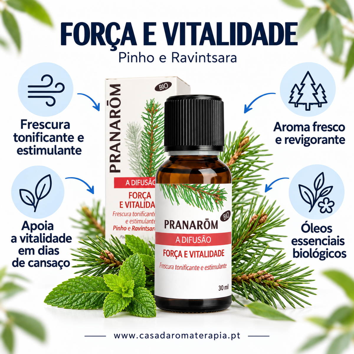 Óleos essenciais para difusor 30ml bio | Força e Vitalidade Pranarôm