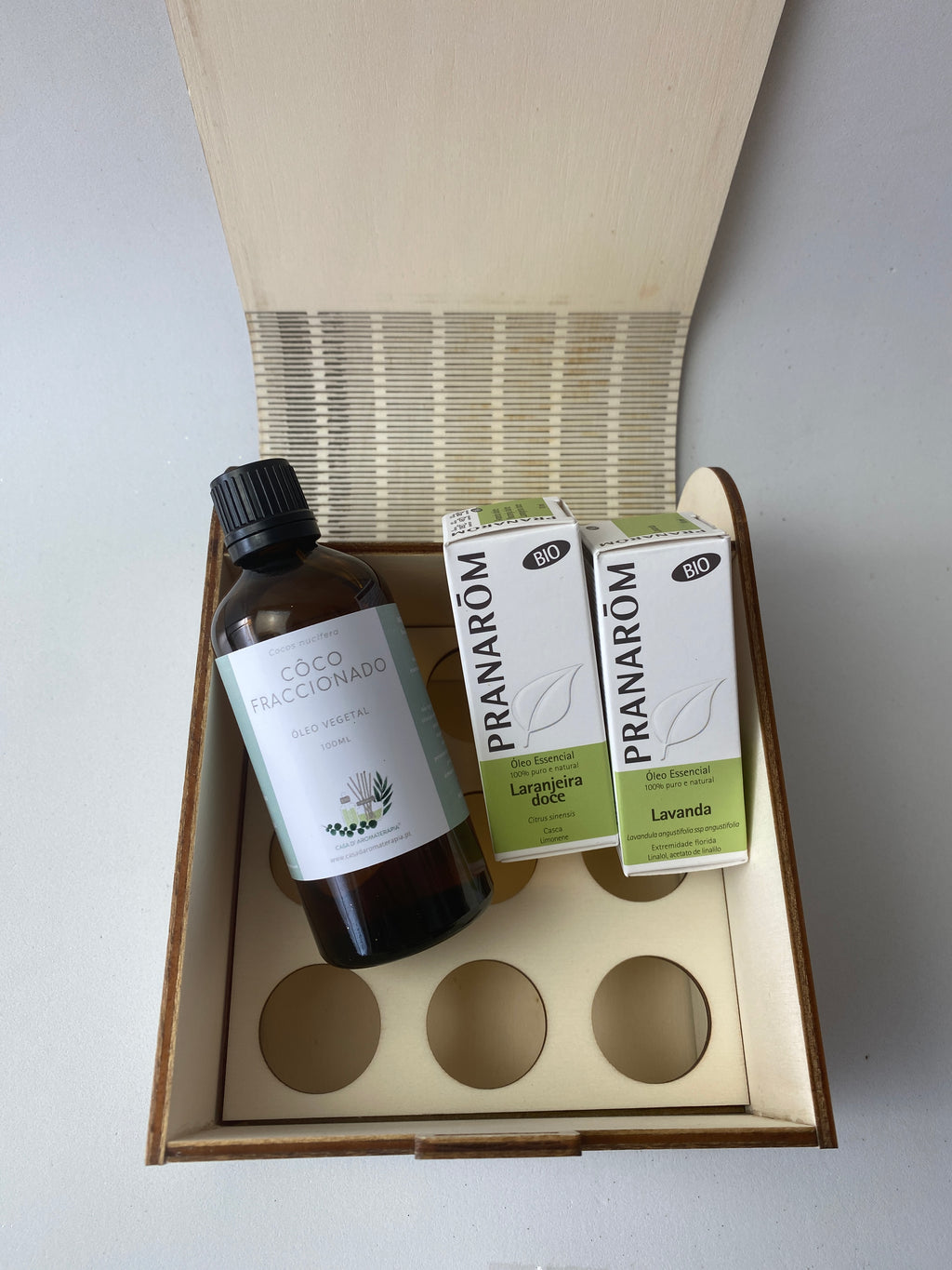 Kit Bem-Estar & Relaxamento  (3 óleos + caixa madeira)