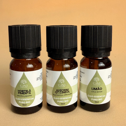 Trio Clareza Mental | Kit para Foco e Concentração (Alecrim + Hortelã-Pimenta + Limão + ofertas)