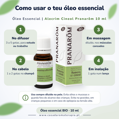 Óleo Essencial de Alecrim | Rosmarinus officinalis | qt. Cineol | BIO | 10ml | Pranarôm