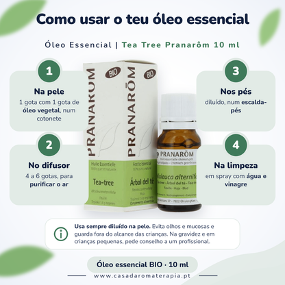 Óleo Essencial de Árvore do Chá (Tea tree) | Melaleuca alternifolia | BIO | 10ml | Pranarôm