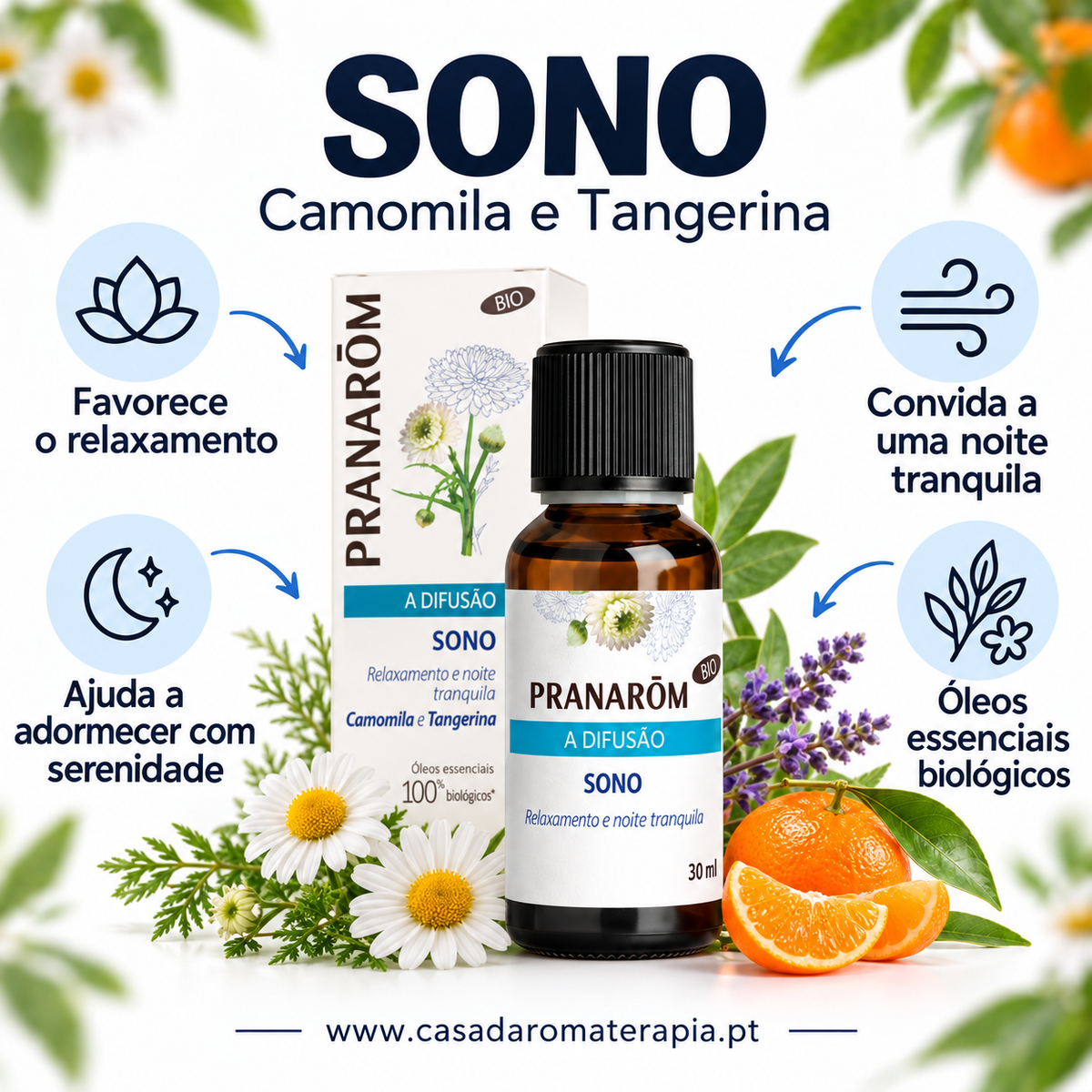 Óleos essenciais para difusor 30ml bio | Sono Pranarôm