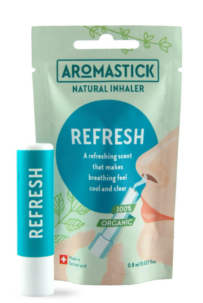Inalador Nasal AromaStick Refresh - Óleos Essenciais Biológicos (Validade 10/2026)