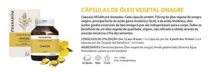 Cápsulas de Óleo Vegetal Onagra Oenothera biennis 60caps bio