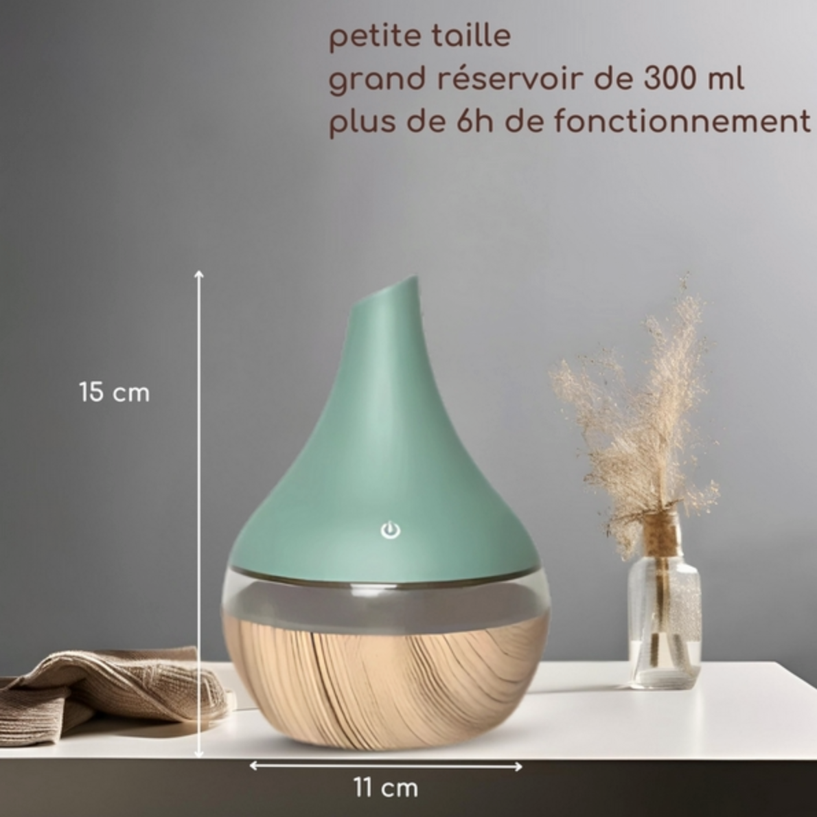 Difusor Humidificador de Óleos Essenciais por Ultrassons Aerys - USB, Reservatório 300 ml