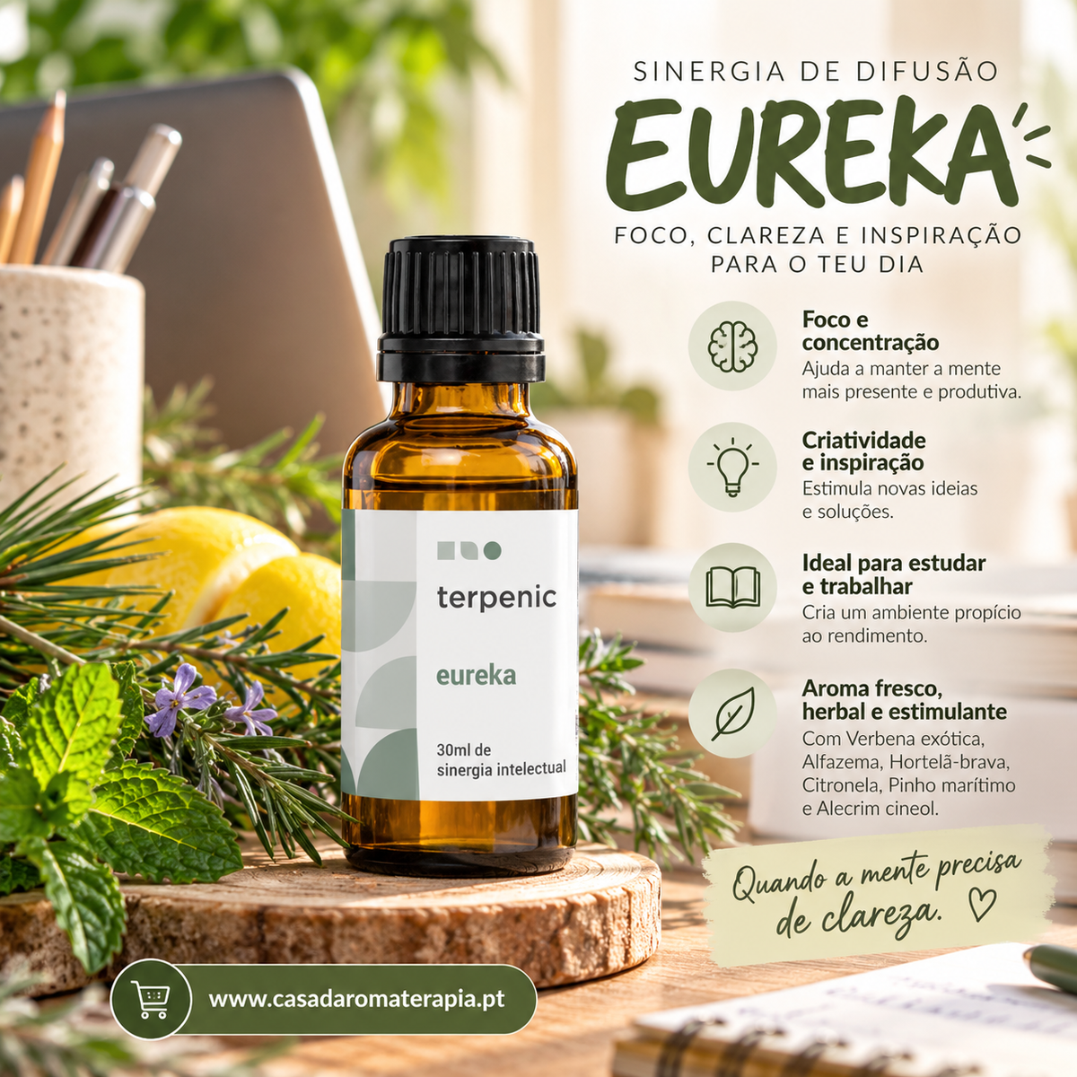 Óleos essenciais para difusor 30ml | inteletual eureka Terpenic