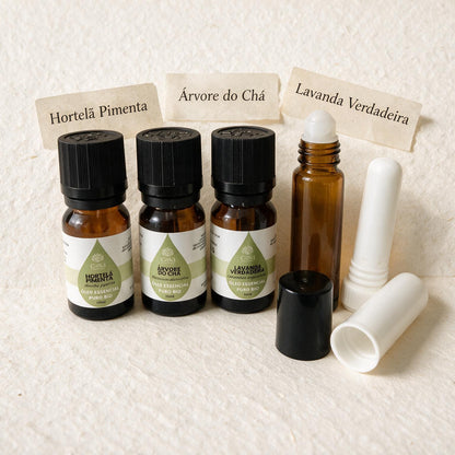 Trio Essencial | Lavanda, Hortelã-Pimenta e Árvore do Chá | BIO 10ml | Casa d'Aromaterapia