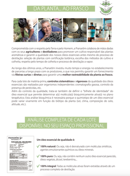 Óleo Essencial de Alecrim Cineol Rosmarinus officinalis, qt cineole 10ml bio