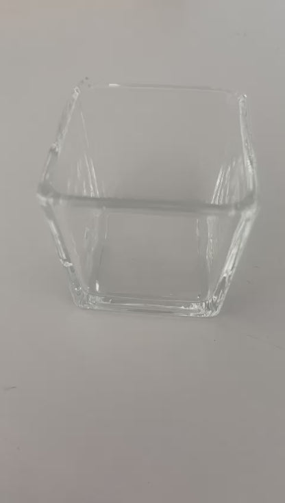 Frasco vidro para velas transparente quadrado (pavio incluído).
