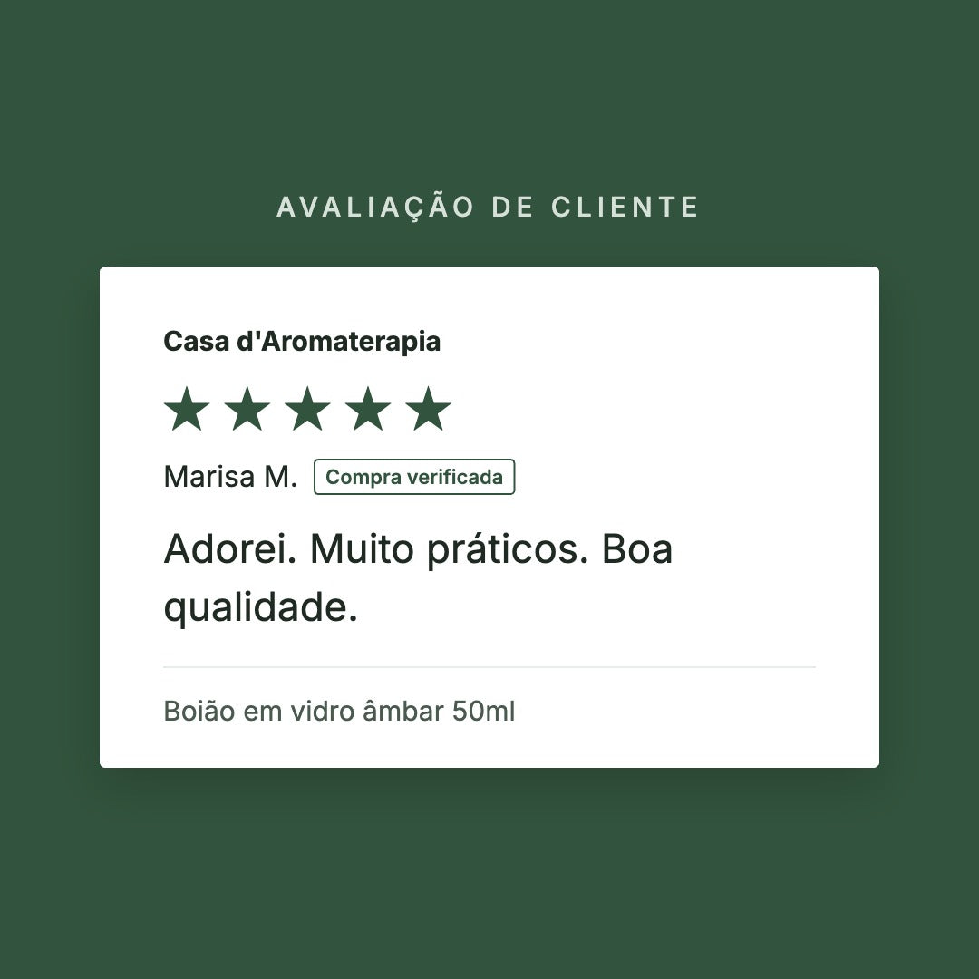 Avaliação de cliente 5 estrelas: Boião em vidro âmbar 50ml