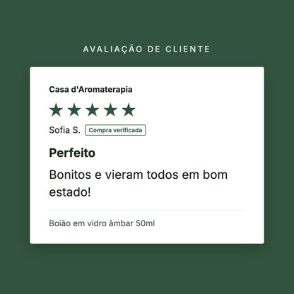 Avaliação de cliente 5 estrelas: Boião em vidro âmbar 50ml
