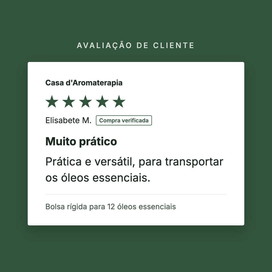 Avaliação de cliente 5 estrelas: Bolsa rígida para 12 óleos essenciais