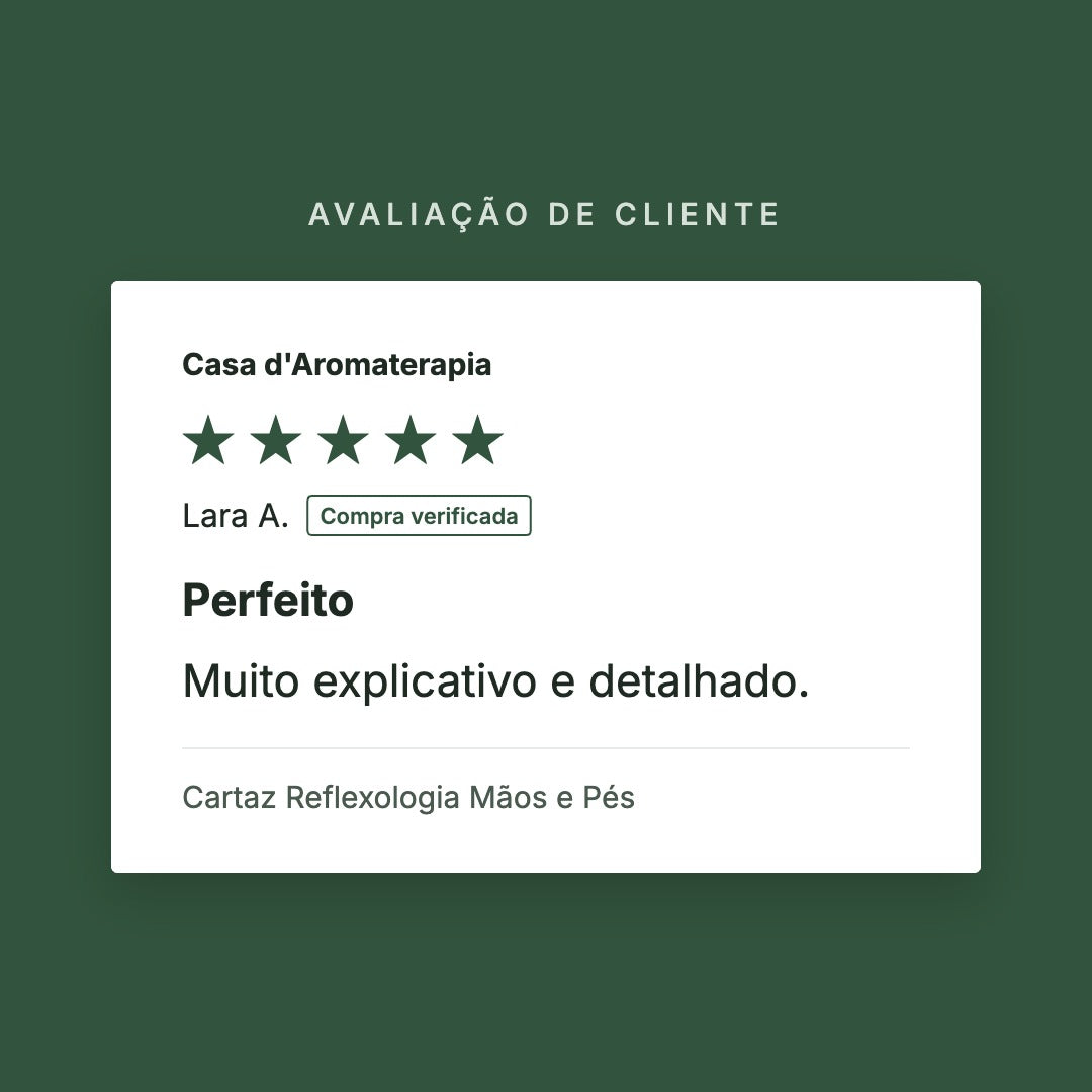 Avaliação de cliente 5 estrelas: Cartaz Reflexologia Mãos e Pés