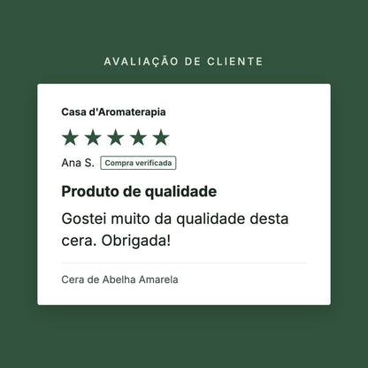 Avaliação de cliente 5 estrelas: Cera de Abelha Amarela