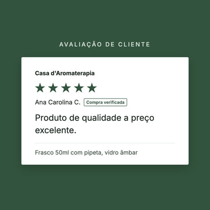 Avaliação de cliente 5 estrelas: Frasco 50ml com pipeta, vidro âmbar
