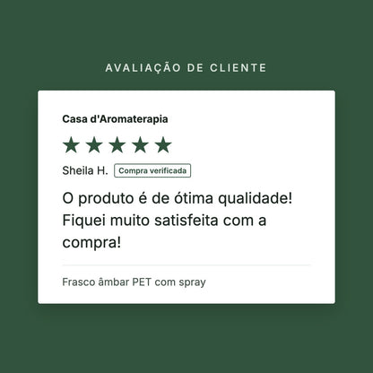 Avaliação de cliente 5 estrelas: Frasco âmbar PET com spray
