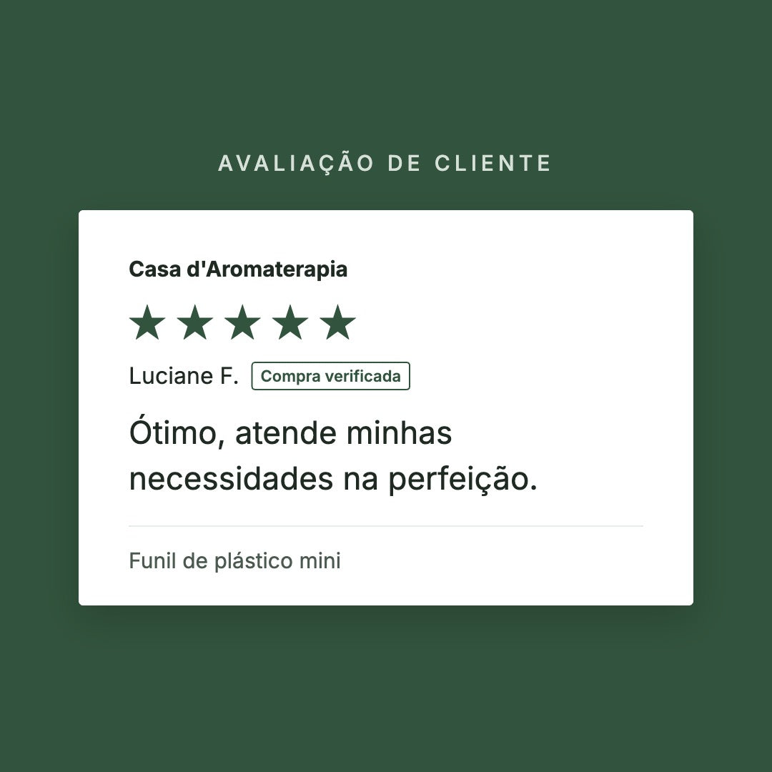 Avaliação de cliente 5 estrelas: Funil de plástico mini