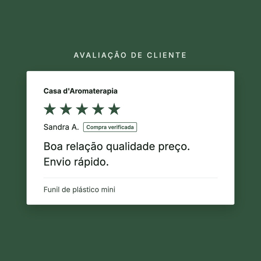 Avaliação de cliente 5 estrelas: Funil de plástico mini