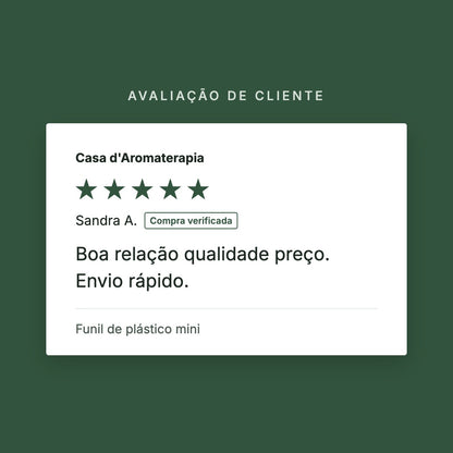 Avaliação de cliente 5 estrelas: Funil de plástico mini