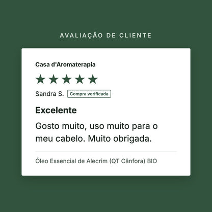 Avaliação de cliente 5 estrelas: Óleo Essencial de Alecrim (QT Cânfora) BIO