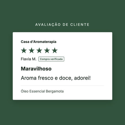 Avaliação de cliente 5 estrelas: Óleo Essencial Bergamota