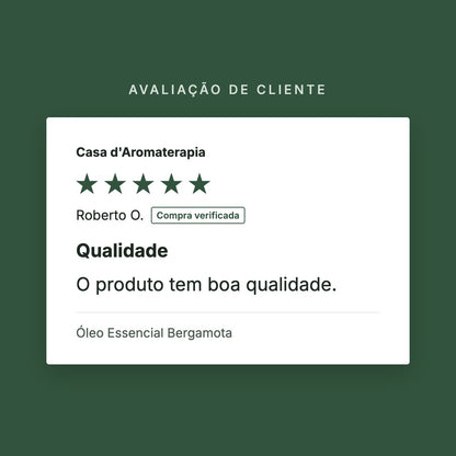 Avaliação de cliente 5 estrelas: Óleo Essencial Bergamota