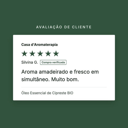 Avaliação de cliente 5 estrelas: Óleo Essencial de Cipreste BIO
