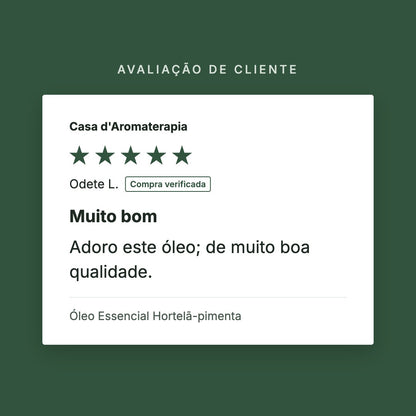 Avaliação de cliente 5 estrelas: Óleo Essencial Hortelã-pimenta