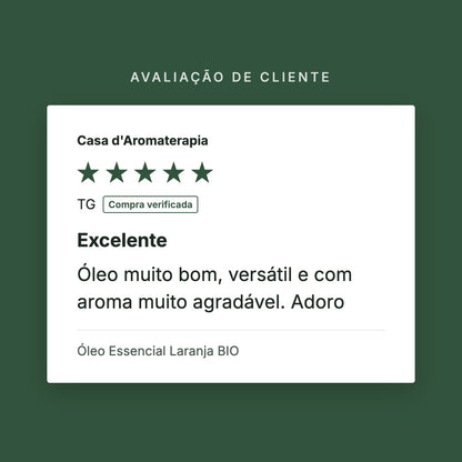 Avaliação de cliente 5 estrelas: Óleo Essencial Laranja BIO