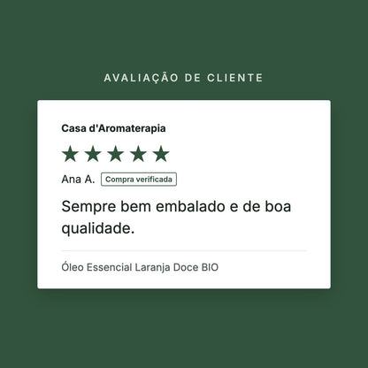 Avaliação de cliente 5 estrelas: Óleo Essencial Laranja Doce BIO