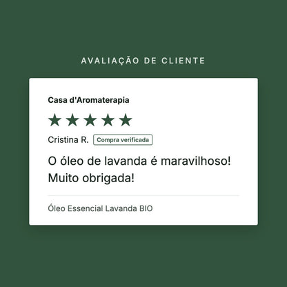 Avaliação de cliente 5 estrelas: Óleo Essencial Lavanda BIO