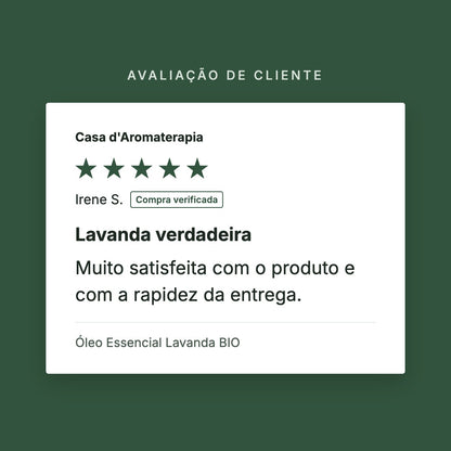 Avaliação de cliente 5 estrelas: Óleo Essencial Lavanda BIO