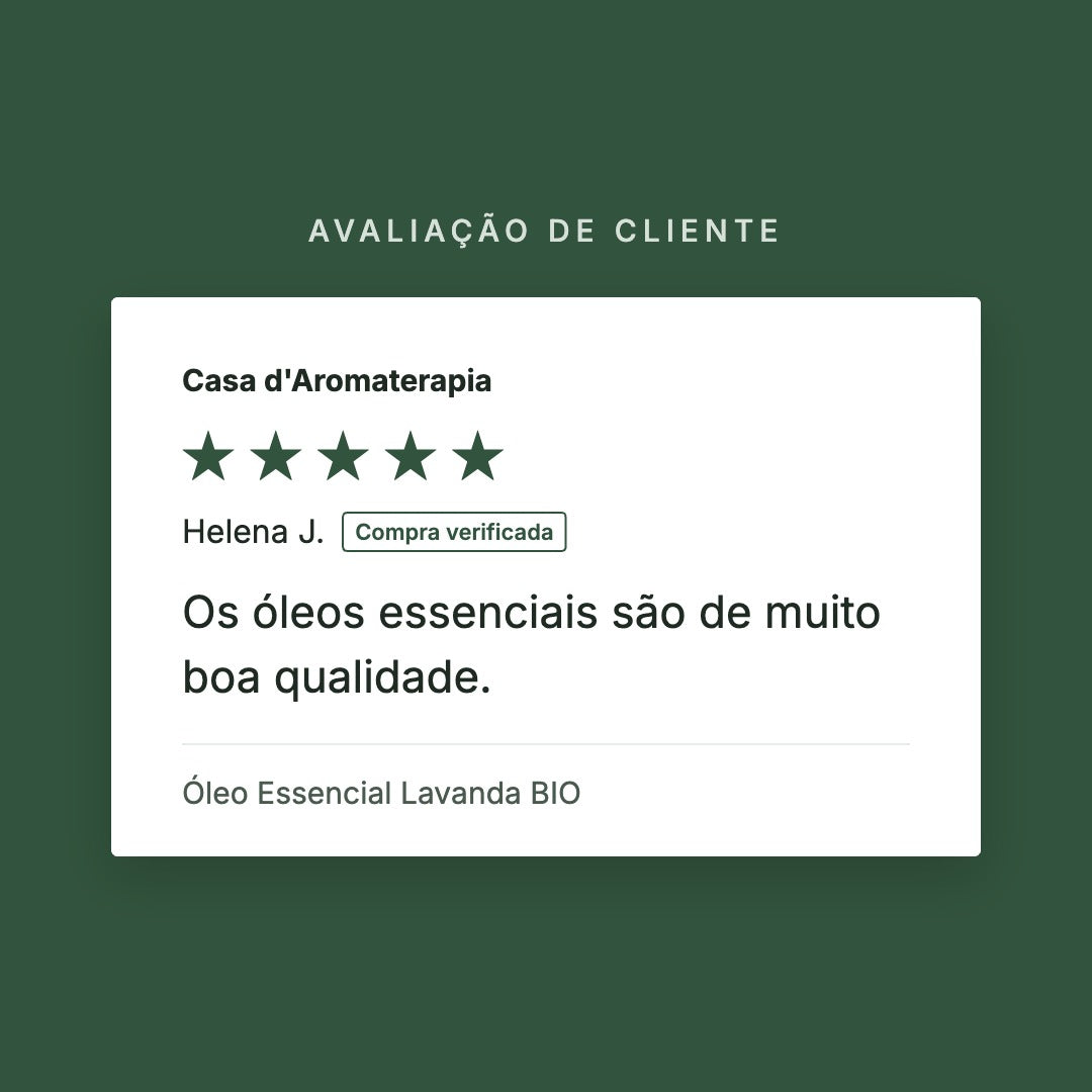 Avaliação de cliente 5 estrelas: Óleo Essencial Lavanda BIO