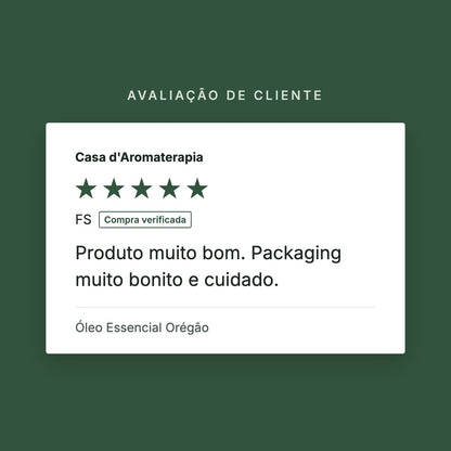 Avaliação de cliente 5 estrelas: Óleo Essencial Orégão