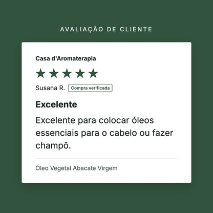 Avaliação de cliente 5 estrelas: Óleo Vegetal Abacate Virgem