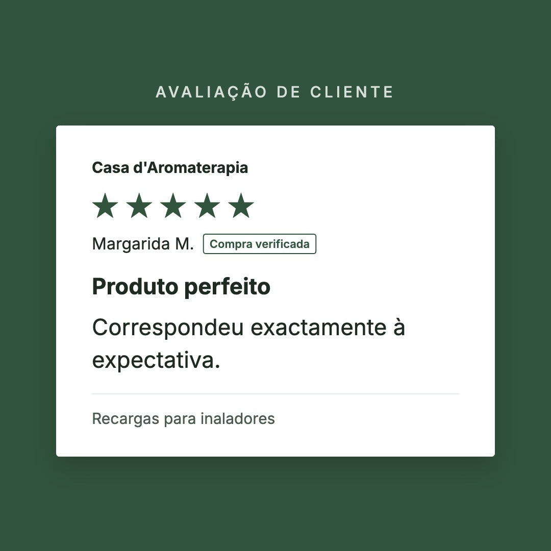 Avaliação de cliente 5 estrelas: Recargas para inaladores