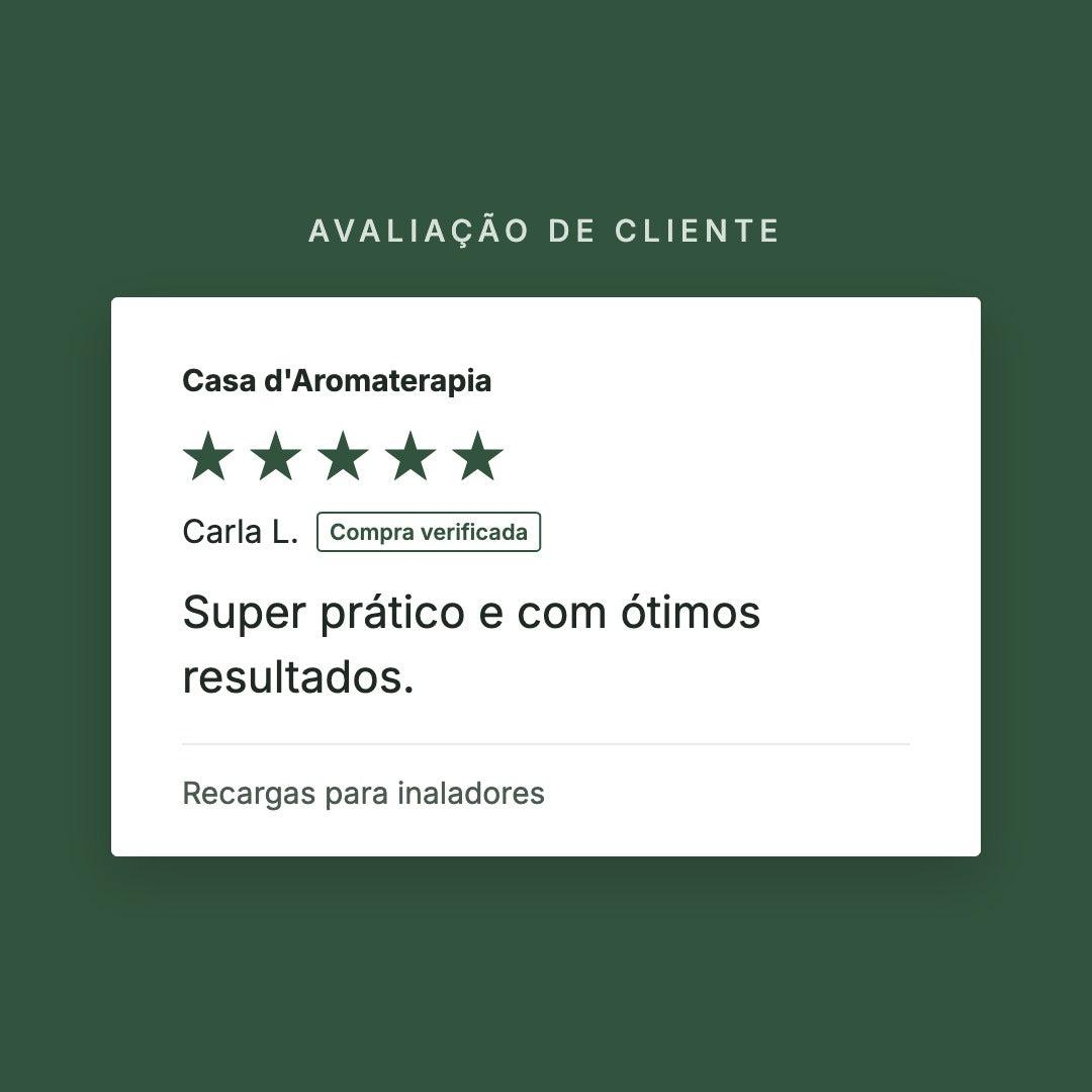 Avaliação de cliente 5 estrelas: Recargas para inaladores