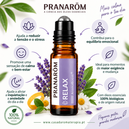 Roll-on Aromaboost Relax - Pranarôm 8 ml (Óleos Essenciais Bio)
