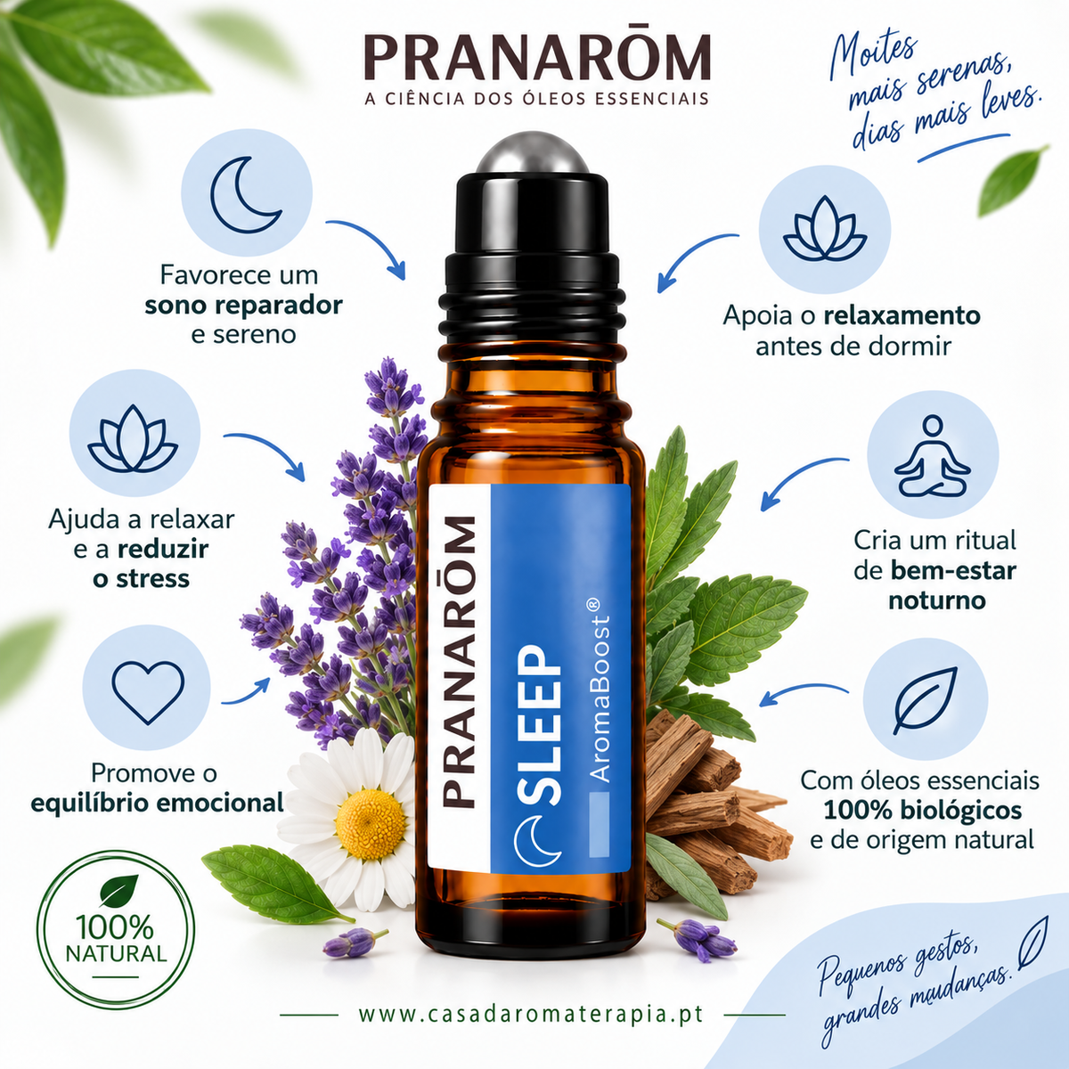 Roll-on Aromaboost Sleep - Pranarôm 8 ml (Óleos Essenciais Bio)