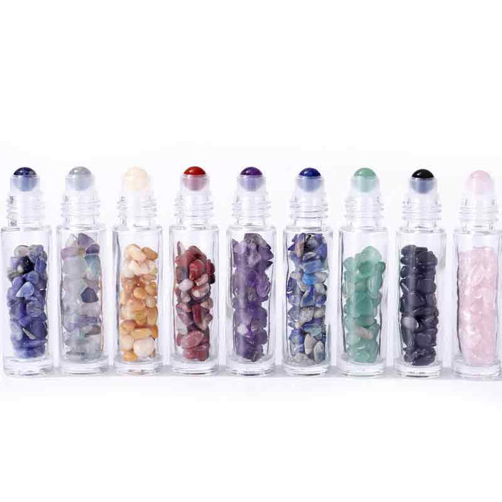 Roll-on bottle with crystals