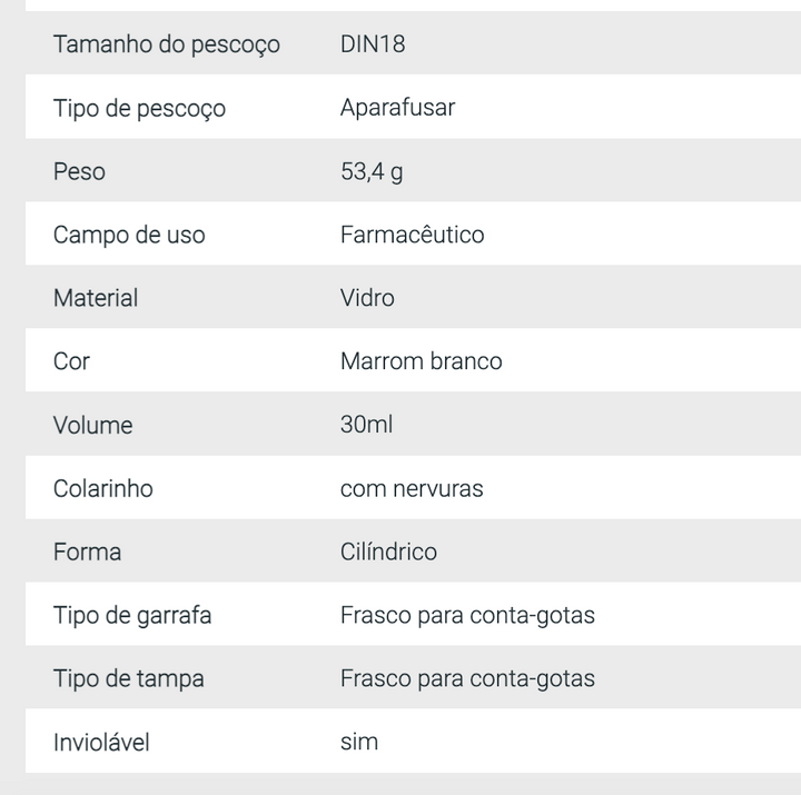 Frasco 30ml c/ Pipeta em vidro âmbar