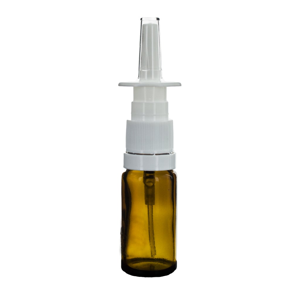 Glass bottle with nasal spray applicator