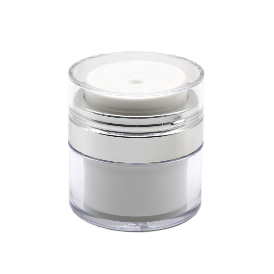Flacon airless blanc argenté